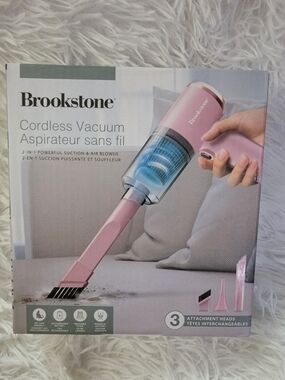 Brookstone Pink Cordless Handheld Vacuum Cute For Office Or Vanity Desk